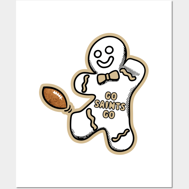 New Orleans Saints Gingerbread Man Wall Art by Rad Love